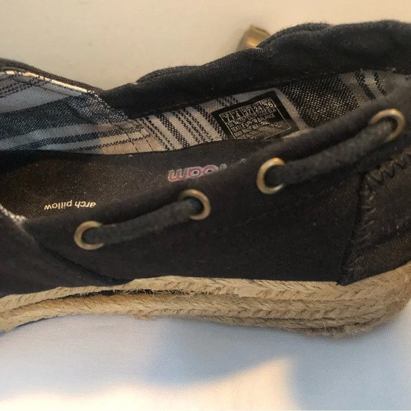 Bobs  Sketchers Espadrille Black Shoes 7 Canvas - Picture 5 of 9